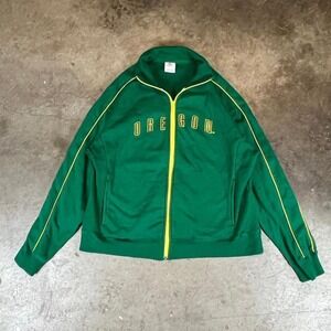 Campus Crew Oregon Ducks Track Jacket Green Yellow Zip Up Athletic Women's L